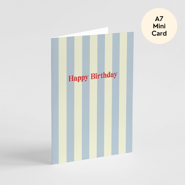 Blue Stripes Happy Birthday Card - Mini Card