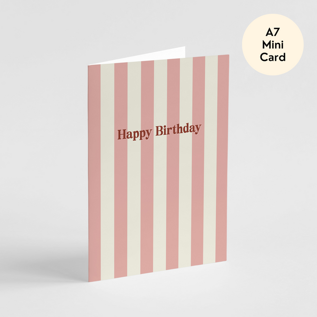 Red Stripes Happy Birthday Card - Mini Card