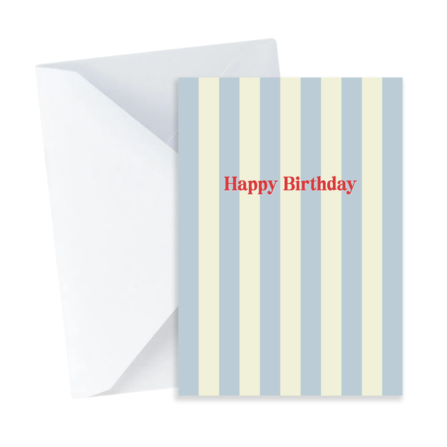 Blue Stripes Happy Birthday Card - Mini Card