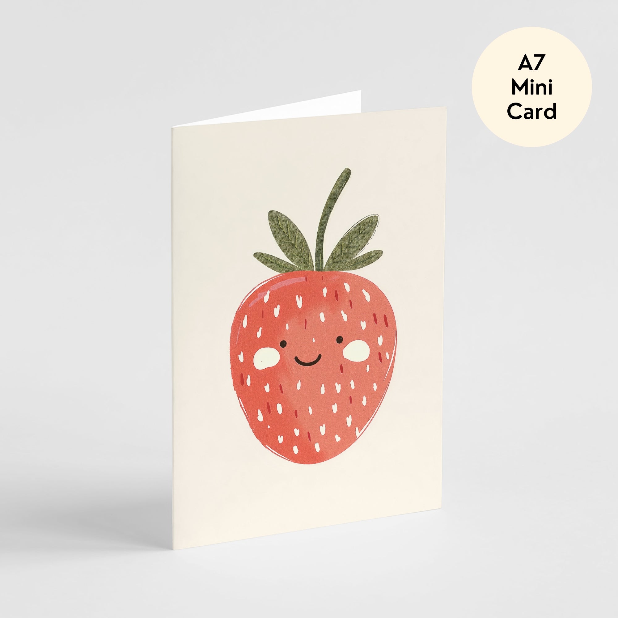 Smiling Strawberry Card - Mini A7 Greeting Card