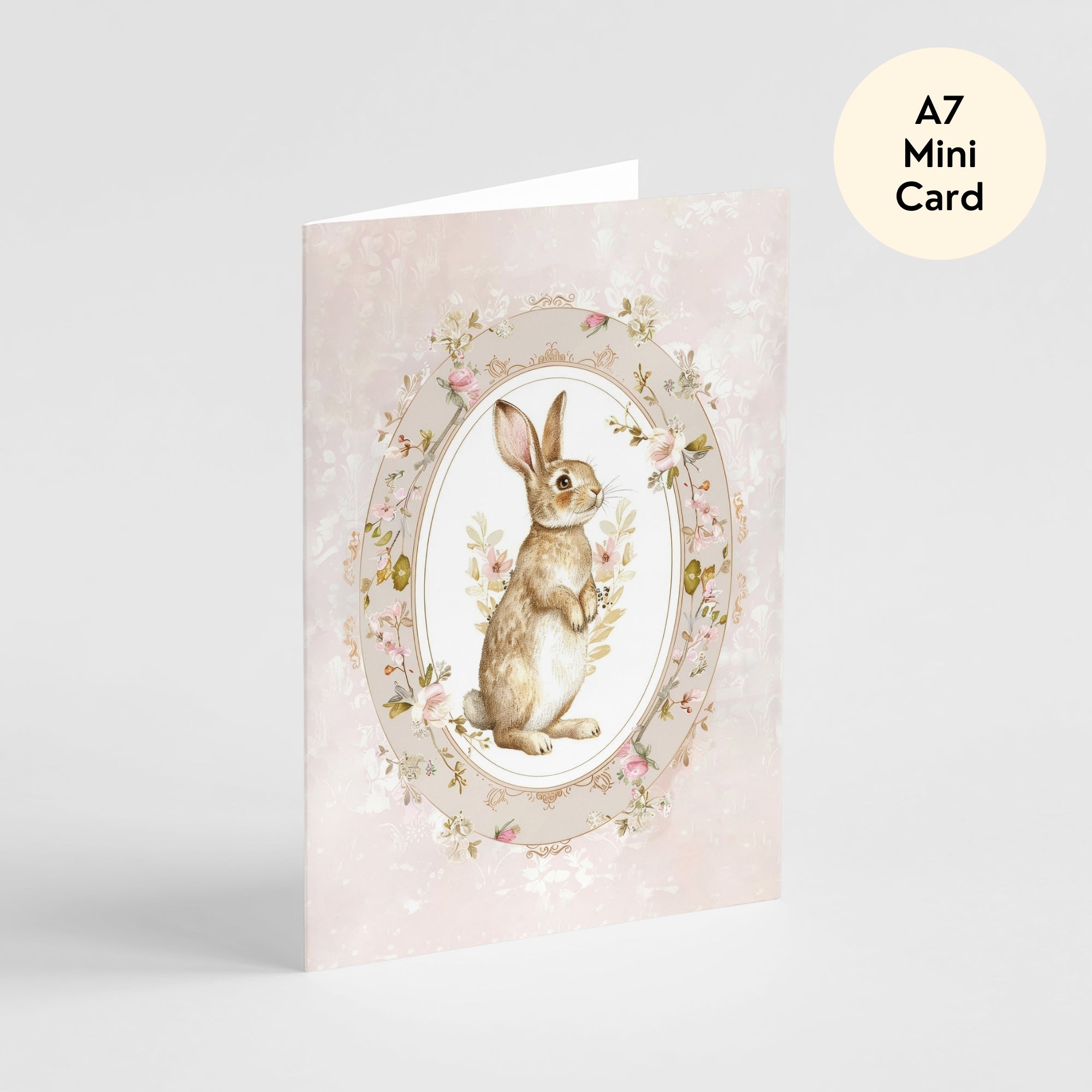 Vintage Rabbit Card - Mini A7 Greeting Card