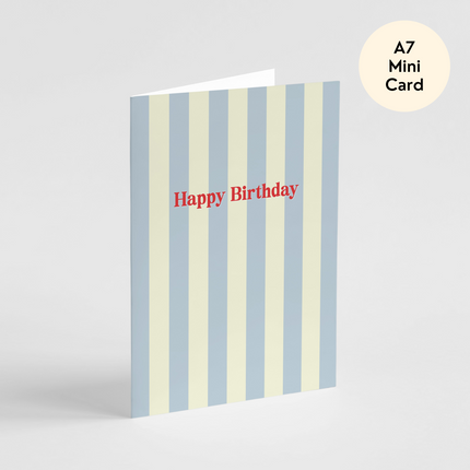 Blue Stripes Happy Birthday Card - Mini Card