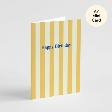 Yellow Stripes Happy Birthday Card - Mini Card