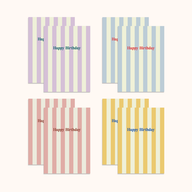 Birthday Stripes Mini Card Boxed Set