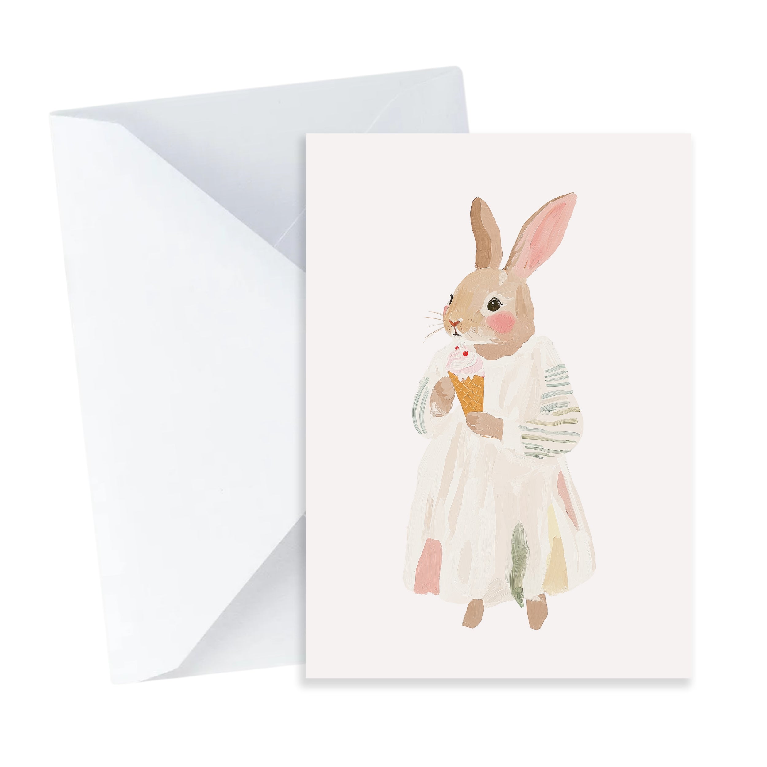 Ice Cream Bunny Card - Mini A7 Greeting Card