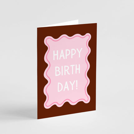 Wiggly Pink and Burgundy Happy Birthday Card