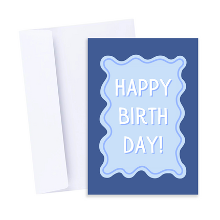 Wiggly Blue Happy Birthday Card
