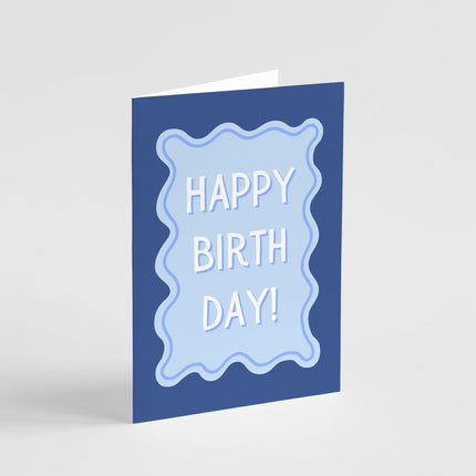 Wiggly Blue Happy Birthday Card