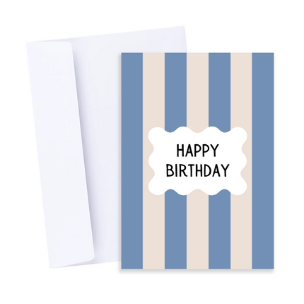 Blue Stripes Birthday Card