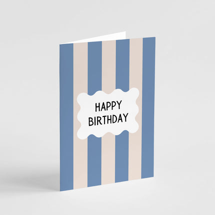 Blue Stripes Birthday Card