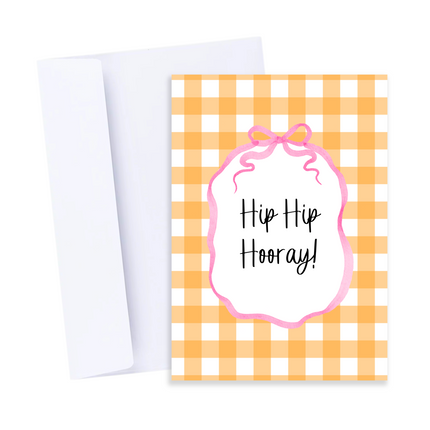 Hip Hip Hooray Gingham Birthday Card