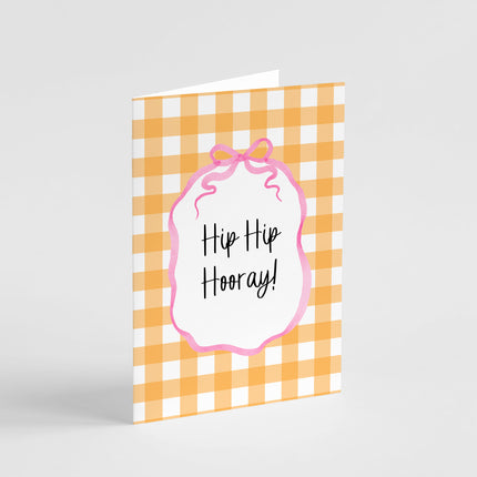 Hip Hip Hooray Gingham Birthday Card