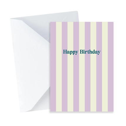 Purple Stripes Happy Birthday Card - Mini Card