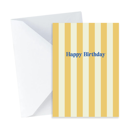 Yellow Stripes Happy Birthday Card - Mini Card