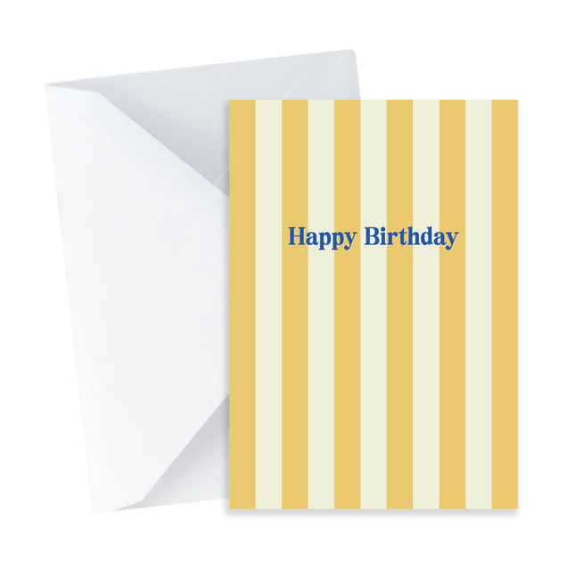 Yellow Stripes Happy Birthday Card - Mini Card