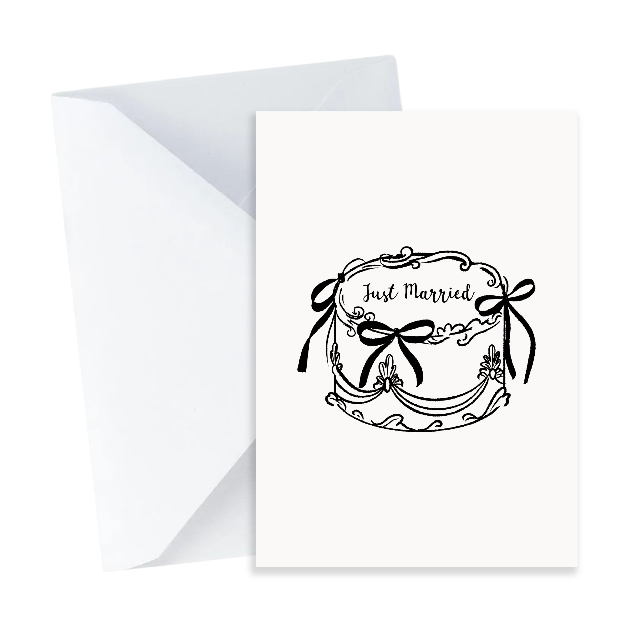 Just Married Vintage Cake Card - Mini A7 Greeting Card