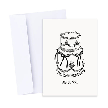 Mr & Mrs Vintage Wedding Cake Card