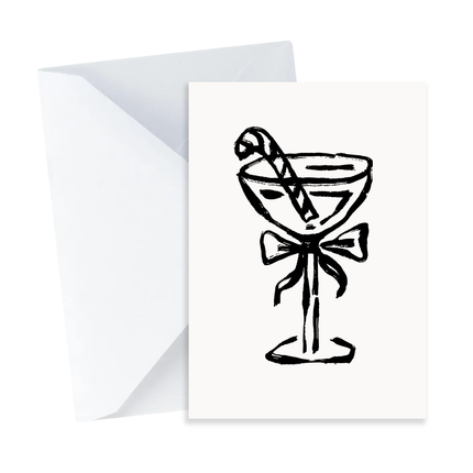 Candy Cane Cocktail Bow Card - Mini Card