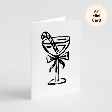 Candy Cane Cocktail Bow Card - Mini Card