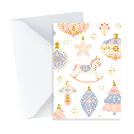 Pastel Christmas Ornaments Card - Mini Card