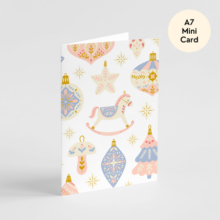 Pastel Christmas Ornaments Card - Mini Card