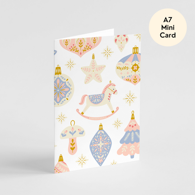 Pastel Christmas Ornaments Card - Mini Card
