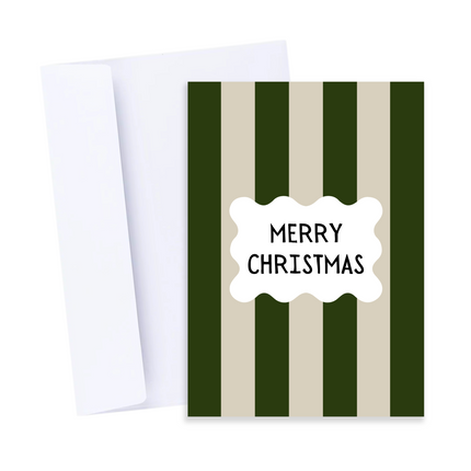 Green Stripes Merry Christmas Card