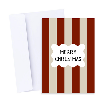 Burgundy Stripes Merry Christmas Card