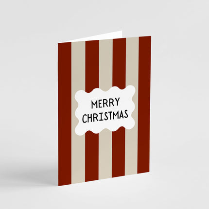 Burgundy Stripes Merry Christmas Card