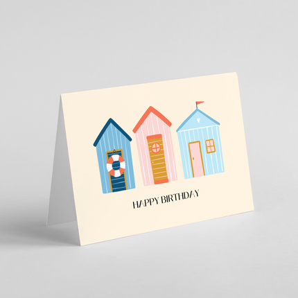 Beach Hut Birthday Card