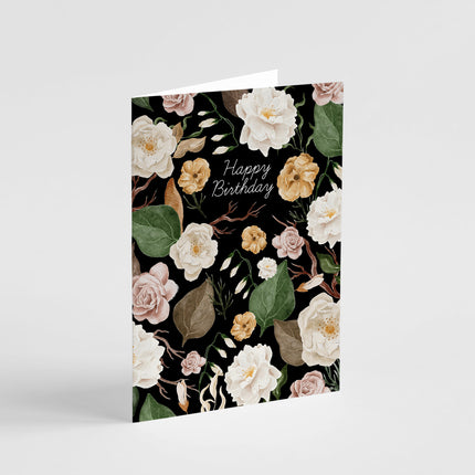 Nocturnal Florals Happy Birthday Card